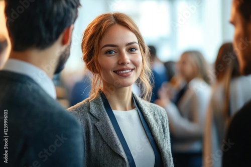 Networking at a Conference Event with Diverse Business Professionals Engaging in Conversations photo