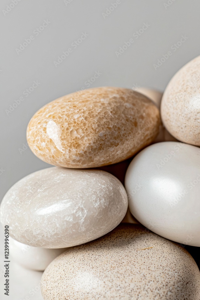 Smooth Beige and White Stones Stacked Together Smooth Beige and White Stones Stacked Together