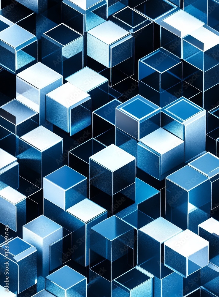 Abstract 3D blue and white cube pattern. Abstract 3D blue and white cube pattern.