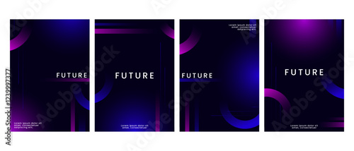 Digital cover design with gradient and line concept for futuristic poster