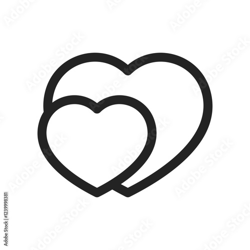 Simple Outline Design of Two Intertwined Hearts Symbolizing Love