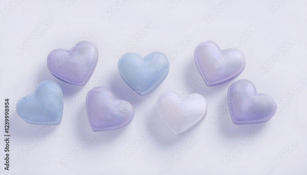 Fototapeta premium Festive Valentine's Day decorations: Sweetheart candies, pastel colors, arranged aesthetically.