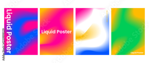 Set of liquid cover design. Gradient poster with fluid concept for background, brochure, and flyer template