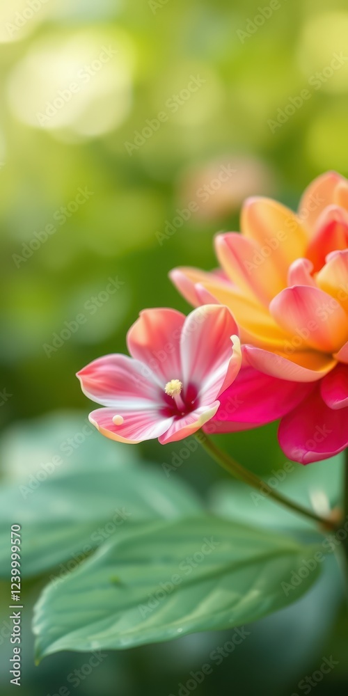 Fototapeta premium Colorful flowers in a vibrant garden during springtime showcase nature's beauty and delicate features