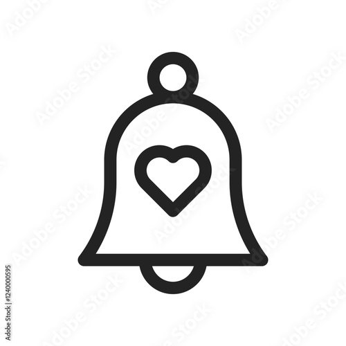 Minimalist Icon of Notification Bell with Heart Symbol for Love and Alerts