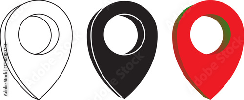3d pin icon set