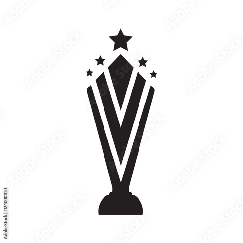 black trophy five star  icon vector design template