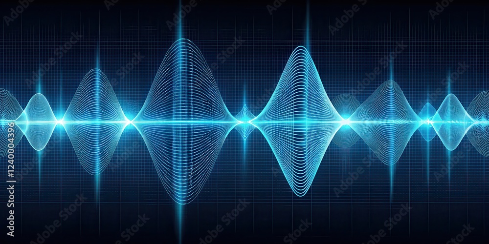 Fototapeta premium Digital waveform with wireframe mixer , wave pattern