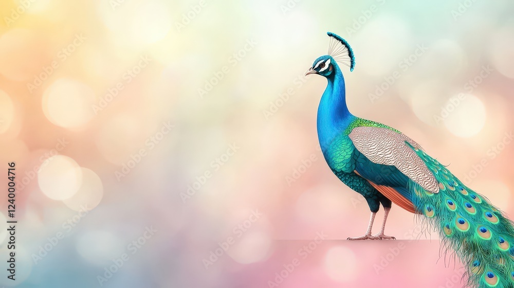 Colorful Peacock on a Bright Background Colorful Peacock on a Bright Background