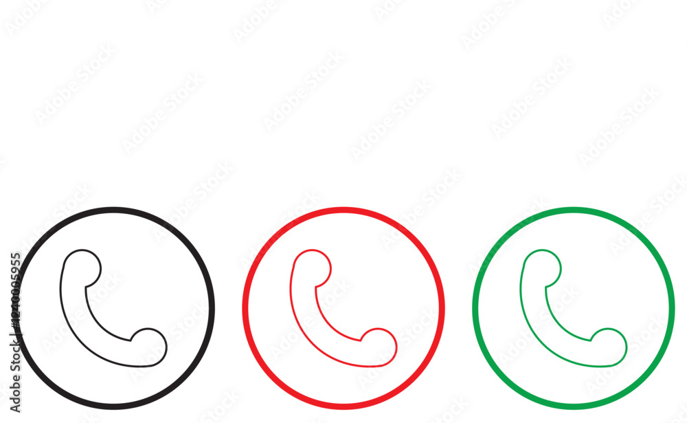 icon set phone. phone line icon on round internet button. icon set phone. phone line icon on round internet button.