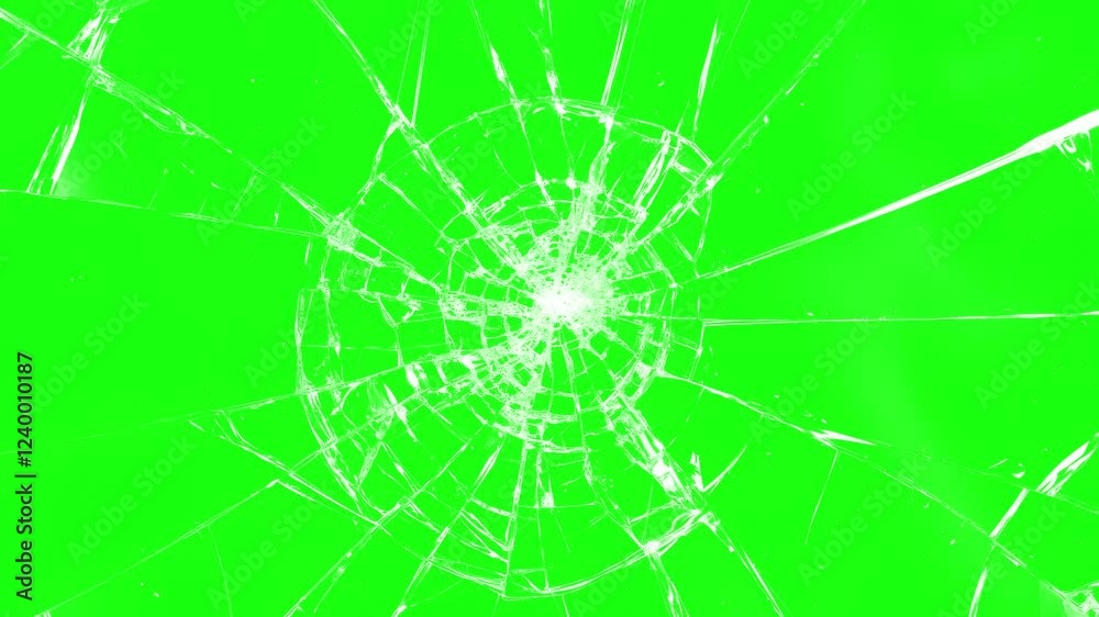 Shattered Glass Blasting Transition on Green Screen. Super Slow Motion Shot of Real Glass Break.
Shattered and broken glass shards flying through 