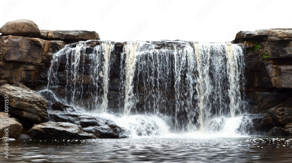 Fototapeta premium Waterfall cascading down rocks with transparent background