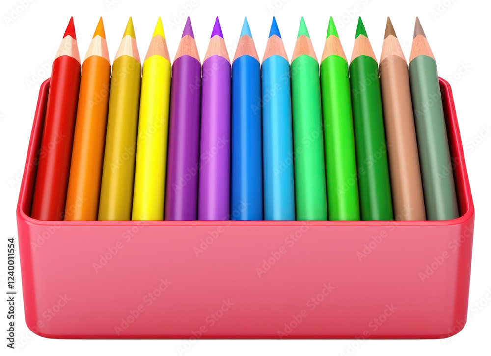 Fototapeta premium PNG Color pencil box white background arrangement creativity.