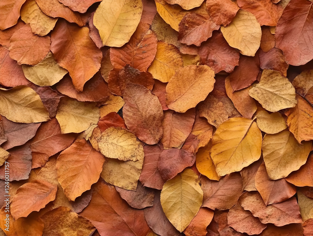 A dense collection of dried leaves in warm autumnal hues creates a rich, textured pattern with natural, organic feel.
A dense collection of dried leaves in warm autumnal hues creates a rich, textured pattern with natural, organic feel.