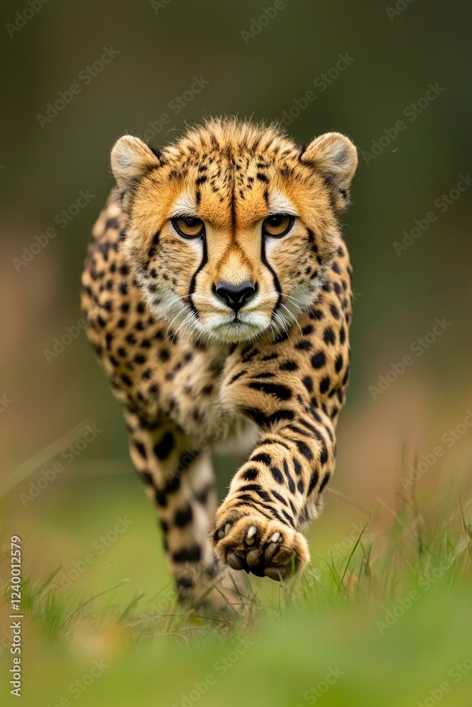 Cheetah Running Towards The Camera In Grass Cheetah Running Towards The Camera In Grass