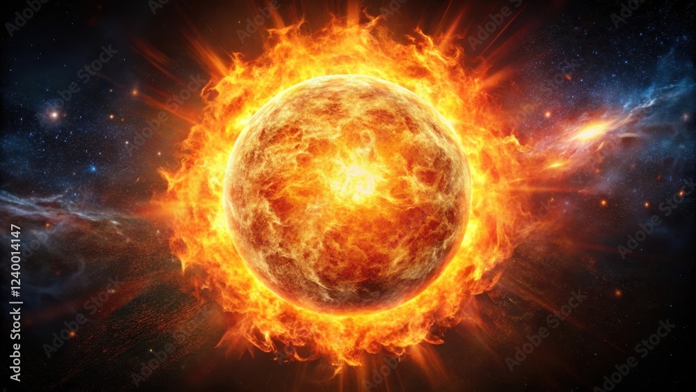 Obraz premium Fireball Burning on Alpha Background, incandescent glow, cosmic blaze