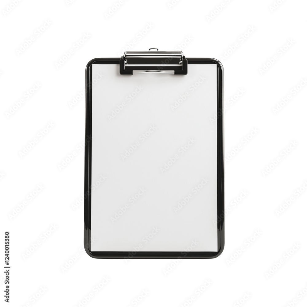 A simple clipboard with a metal clip and a blank writing surface, Isolated on white background. A simple clipboard with a metal clip and a blank writing surface, Isolated on white background.