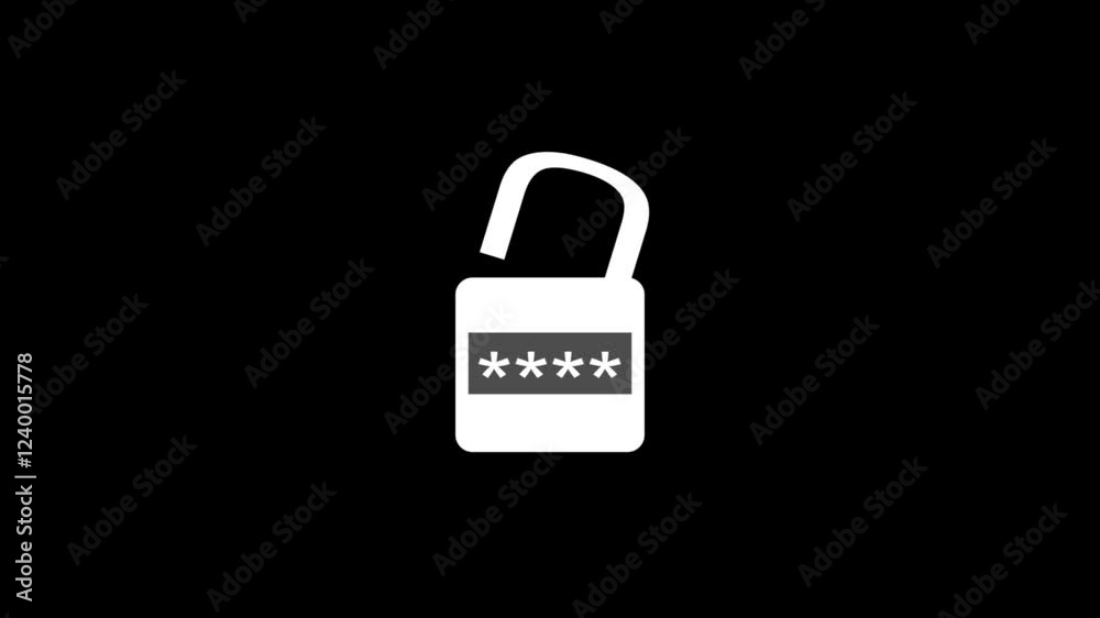 security icon animation.inter correct pin number and unlock security. security icon animation.inter correct pin number and unlock security.