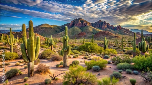 Saguaro cactus covered dunes in the desert landscape of San Nicolas photo