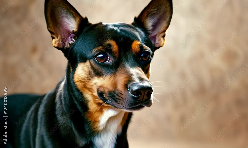 Close-up portrait of a charming dog with expressive eyes against a soft, blurred background Close-up portrait of a charming dog with expressive eyes against a soft, blurred background
