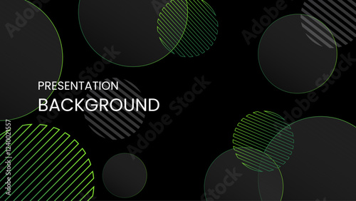 Black and green gradient abstract background with circular design elements for presentations, graphic design projects, or modern website templates