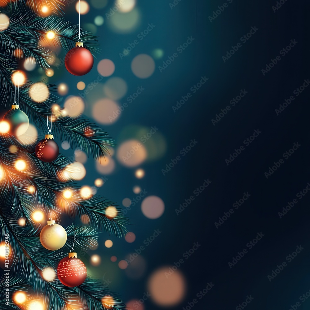Festive Christmas Tree with Ornaments and Lights Festive Christmas Tree with Ornaments and Lights