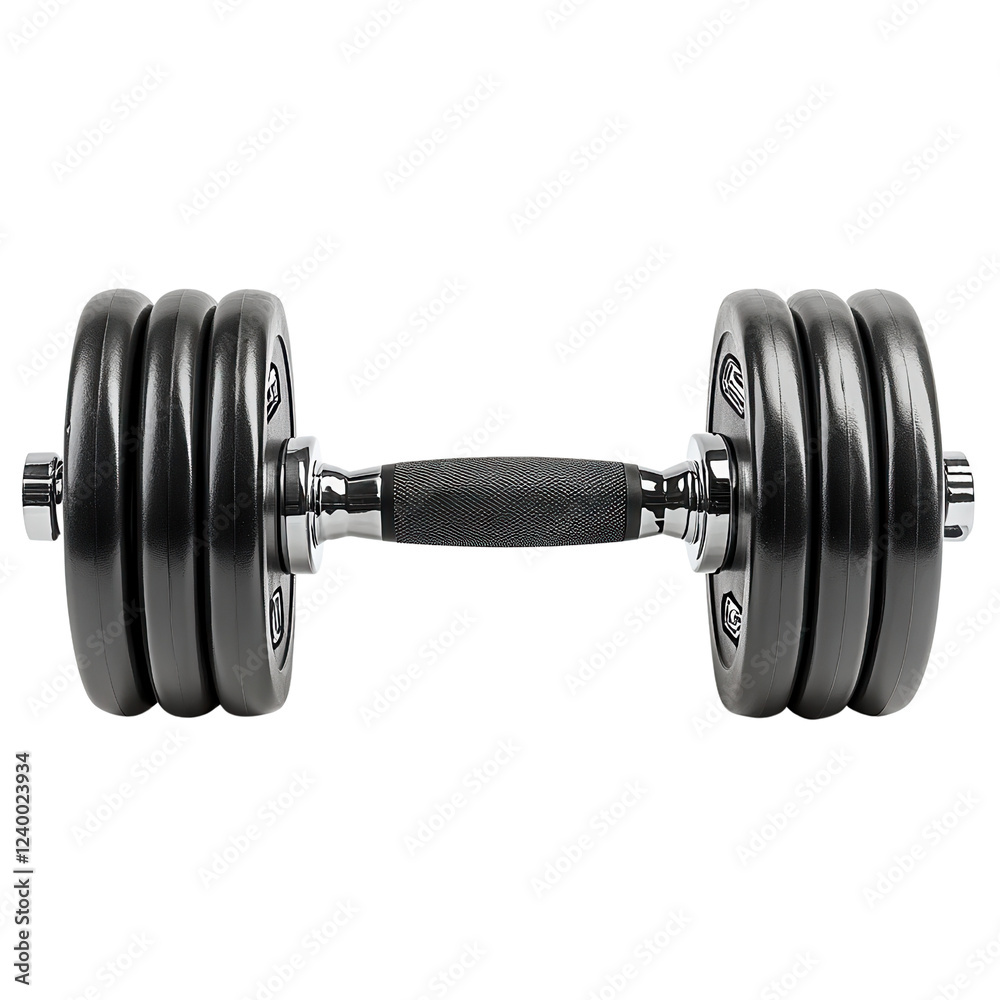 Naklejka premium Heavy dumbbell with textured grip for strength training