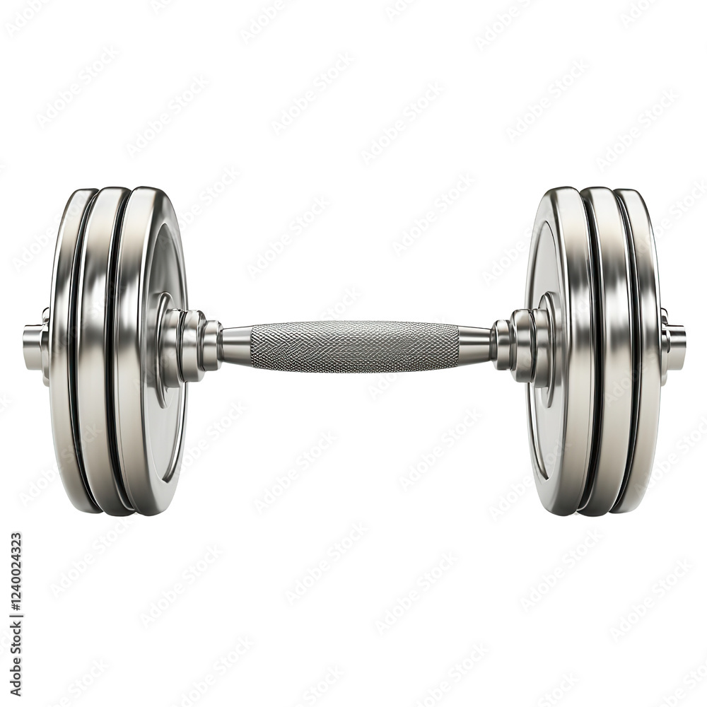Fototapeta premium shiny dumbbell with textured grip, perfect for strength training