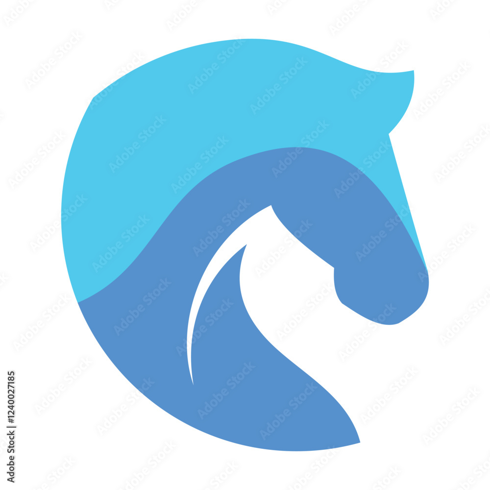 Abstract horse head without eyes inside circle illustration logo design