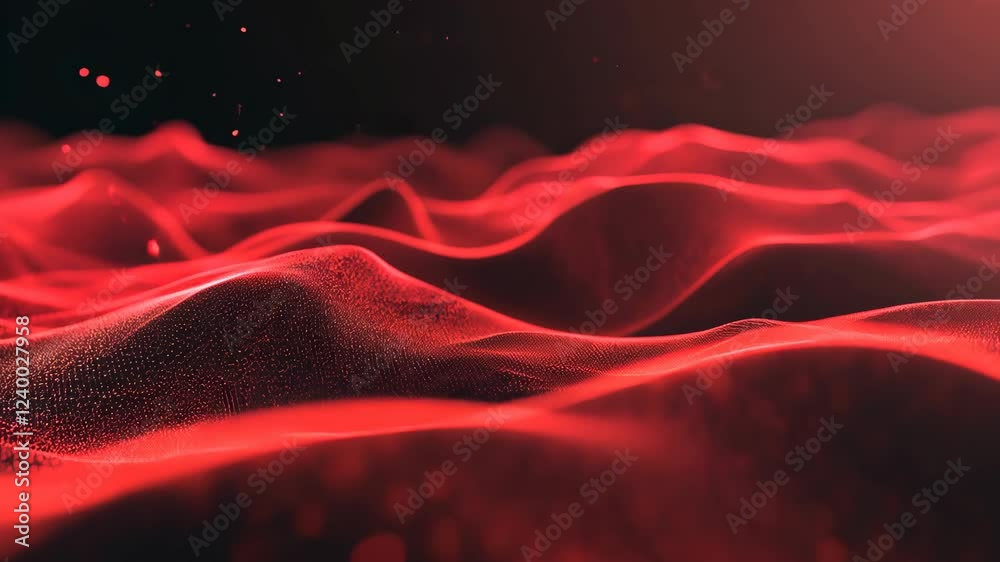 Sinister red waves undulate under a dark atmosphere with a surreal lighting effect