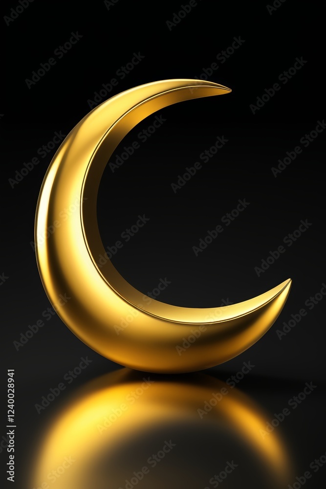 a close up of a shiny gold crescent on a black surface a close up of a shiny gold crescent on a black surface