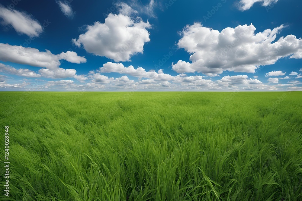 Obraz premium Field of green grass and sky 
