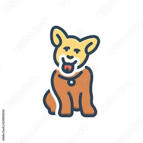 Color illustration icon for dog