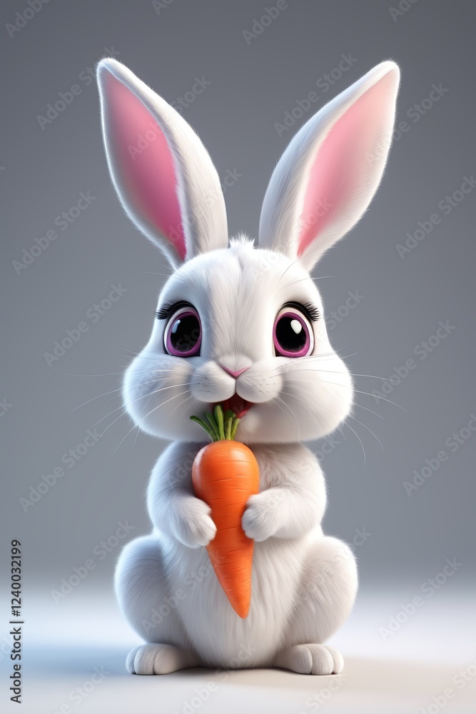 there is a white rabbit with a carrot in its mouth there is a white rabbit with a carrot in its mouth
