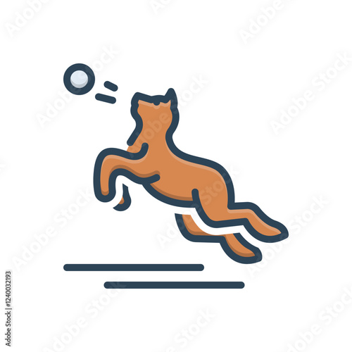 Color illustration icon for playing with dog