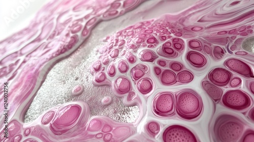 Wallpaper Mural Pouring techniques creating intricate cellular patterns in soft pinks and shimmering silver Torontodigital.ca