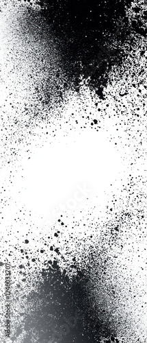 Textured radial halftone gradient from dark grey to pale white, enclosed by a bold black frame with a clean, empty central area.