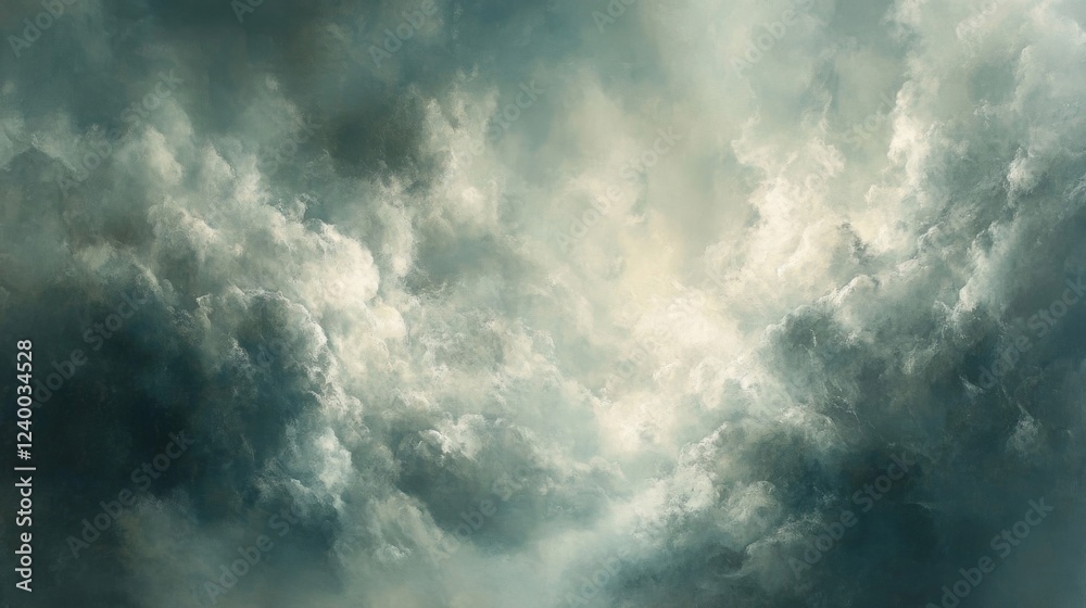 Obraz premium Abstract Teal and White Cloudscape