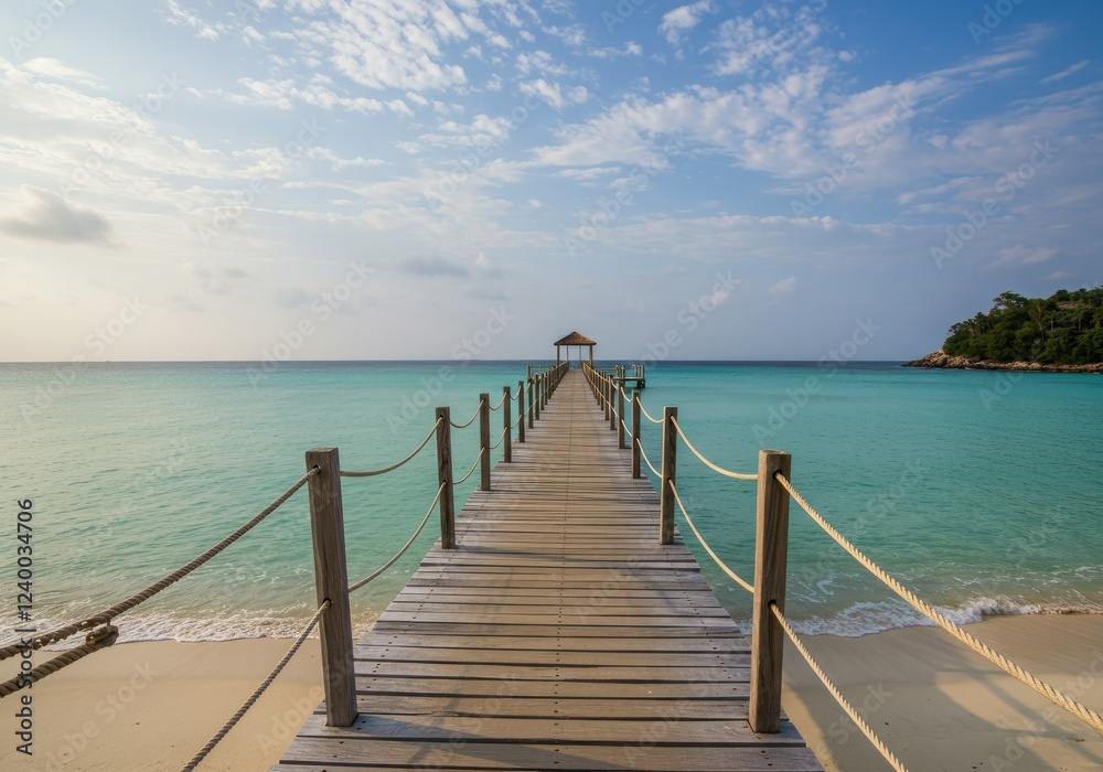 wooden pier or bridge with tropical beach and sea in paradise island wooden pier or bridge with tropical beach and sea in paradise island