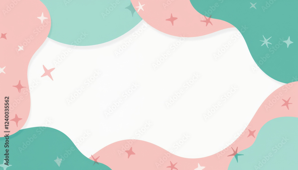Abstract Organic Frame with Teal and Pink Shapes Abstract Organic Frame with Teal and Pink Shapes