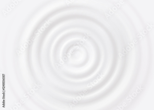 Milk wave ripple background, vector white splash of yogurt or cream with concentric circles top view. 3d round swirl texture surface from falling drop, moisturizer, lotion, paint or dairy, sound wave