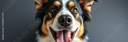 Close-up portrait of a tri-colored border collie photo