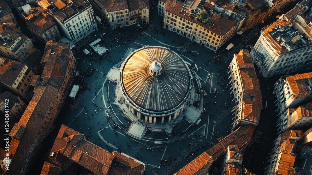 Obraz premium Rome aerial capture of the ancient Pantheon surrounded by bustling modern streets