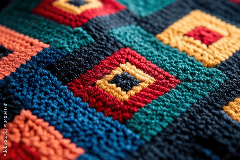 Colorful Geometric Patterned Knitted Textile Fabric Colorful Geometric Patterned Knitted Textile Fabric