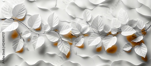Elegant White Leaves on Textured Background in Modern Design
