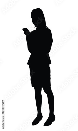 The silhouette of a woman standing using her phone emphasizes the connection women have with technology