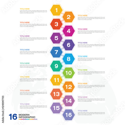 Infographic 16 step, business concept.