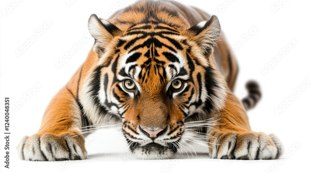 Fototapeta premium Intense Close-Up of a Tiger Stalking with Focused Expression