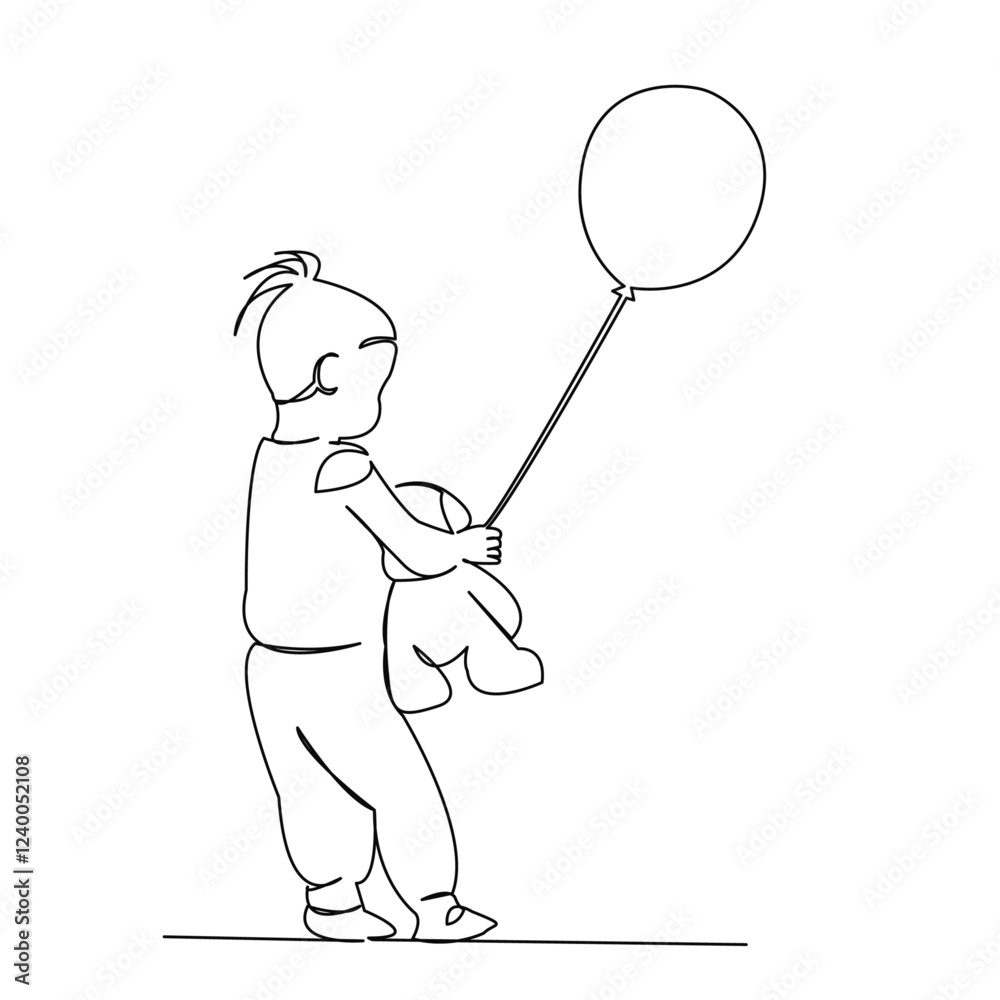 One continuous single drawing line art flat doodle balloon, happy, girl, kid, baby, childhood. Isolated image hand draw contour on a white background
One continuous single drawing line art flat doodle balloon, happy, girl, kid, baby, childhood. Isolated image hand draw contour on a white background
