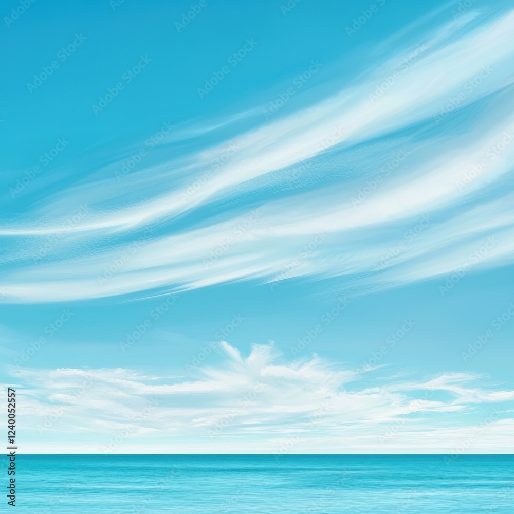 Fototapeta premium Serene Blue Sky and Calm Ocean View